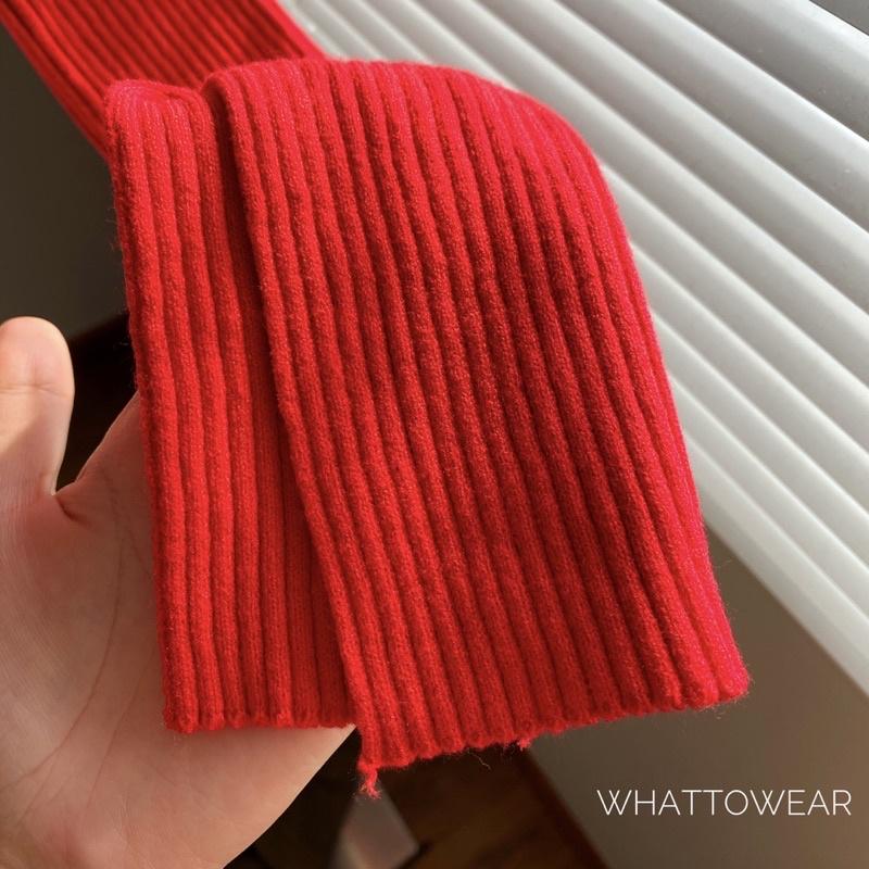 Áo croptop len cúp ngực tay loe xẻ màu Đỏ