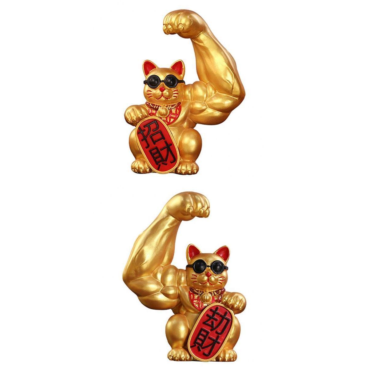 Set 2 Cái x Tượng Trang Trí Ngộ Nghĩnh mèo Cánh Tay Lớn