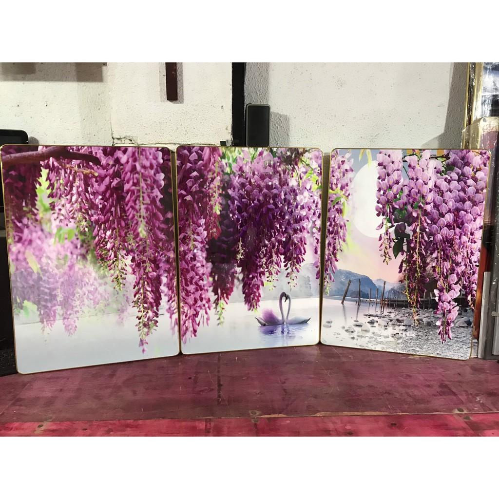 Bộ 3 tranh tráng gương treo phòng khách, phòng ngủ, decor phòng xinh
