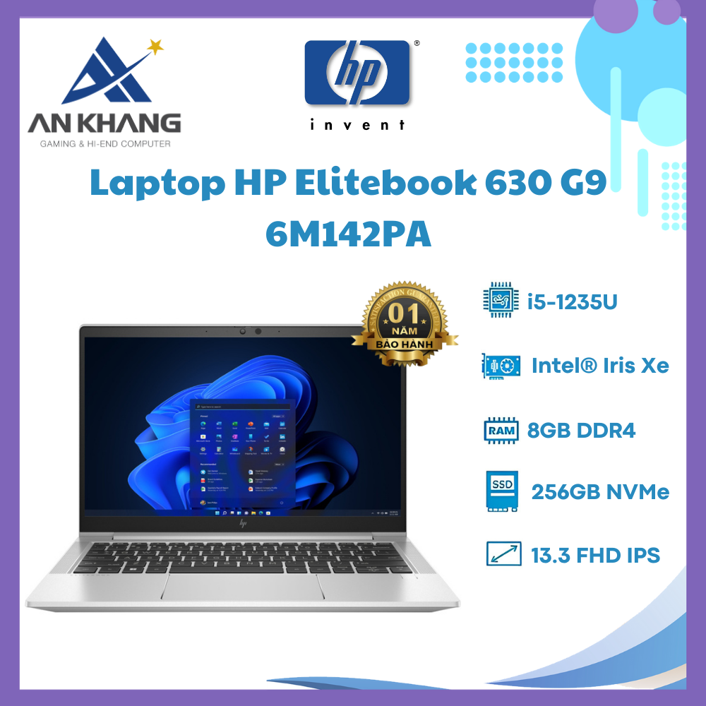 Laptop HP EliteBook 630 G9 6M142PA (Core i5-1235U | 8GB | 256GB | Intel Iris Xe | 13.3 inch FHD | Win 11 | Bạc) - Hàng Chính Hãng