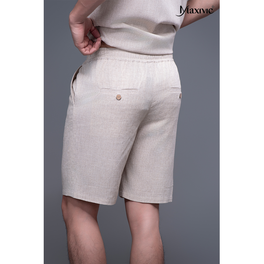 Quần nam linen be nhạt ngắn
