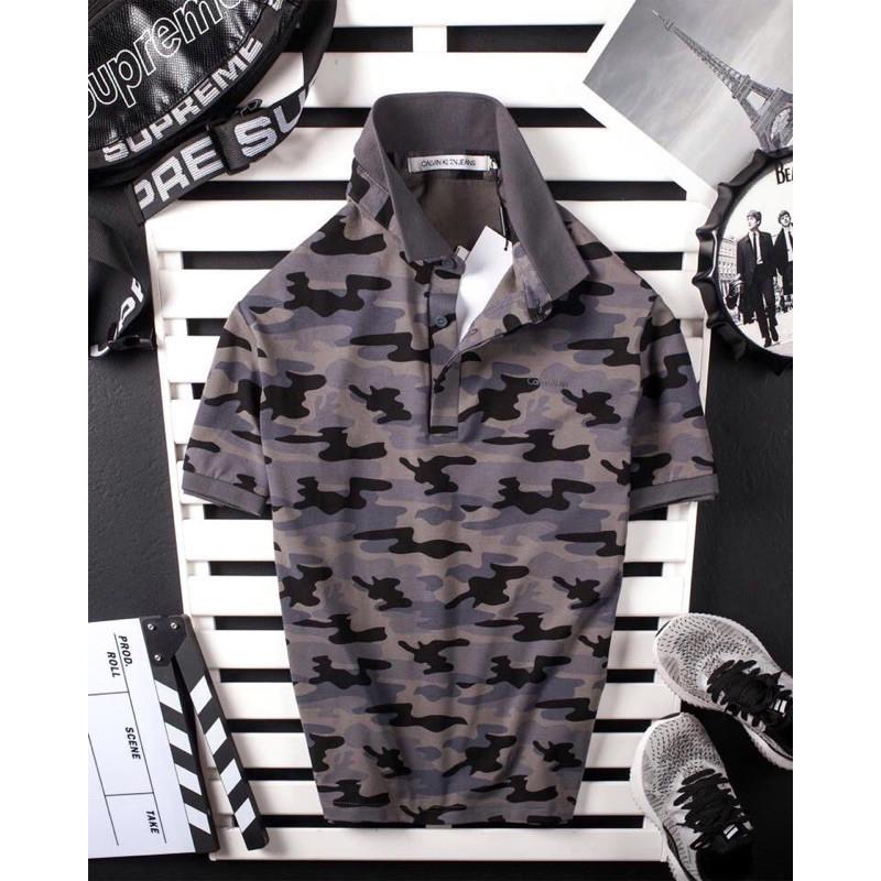 Áo thun polo phong cách Retro - Camo đen lợt