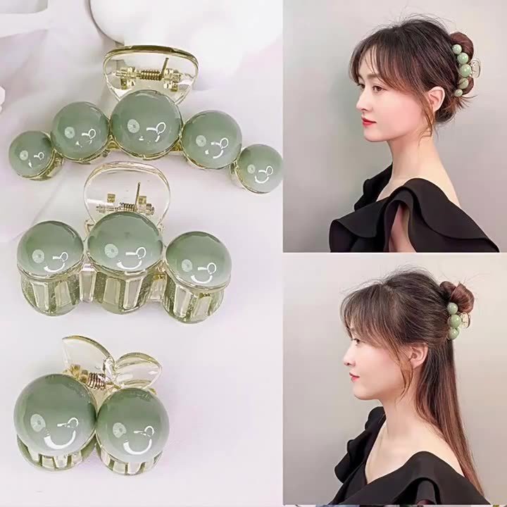 Kẹp cặp tóc càng cua hàn quốc đính ngọc trai phong cách tiểu thư cute xinh dễ thuong cho nữ màu xanh ngọc