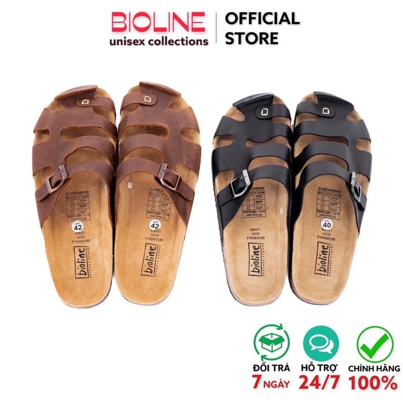 Dép rọ birken da bò thật đế bằng dành cho nam nữ - Bioline Official