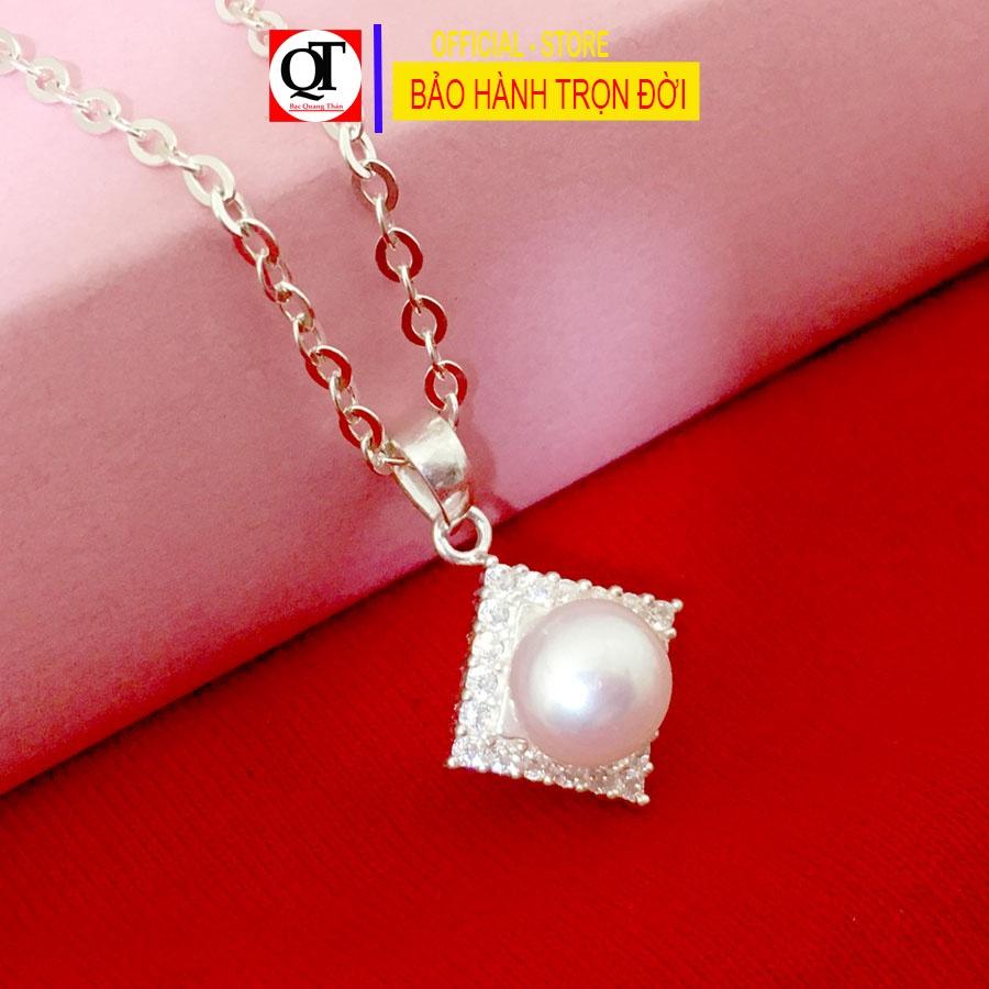 Dây chuyền nữ bạc 925 mặt dây gắn ngọc size 6ly cao cấp phong cách thời trang trang sức Bạc Quang Thản - QTBTS19
