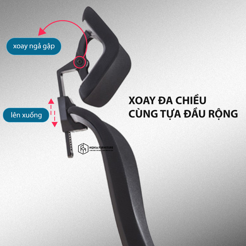 Ghế làm việc Công Thái Học full tính năng - Ghế xoay văn phòng Trend-H - Nghia Furniture