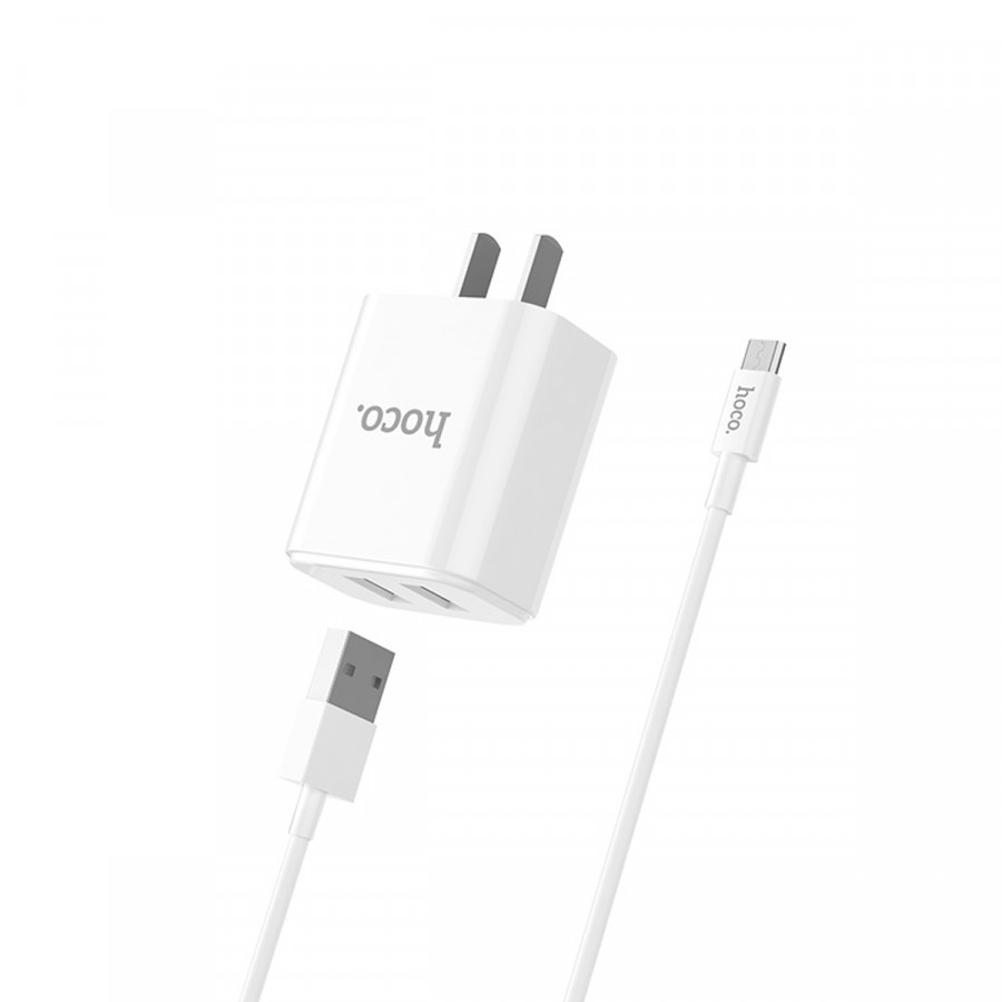 Bộ sạc 2 cổng USB Hoco C62 Kèm Cáp Micro - Chính Hãng