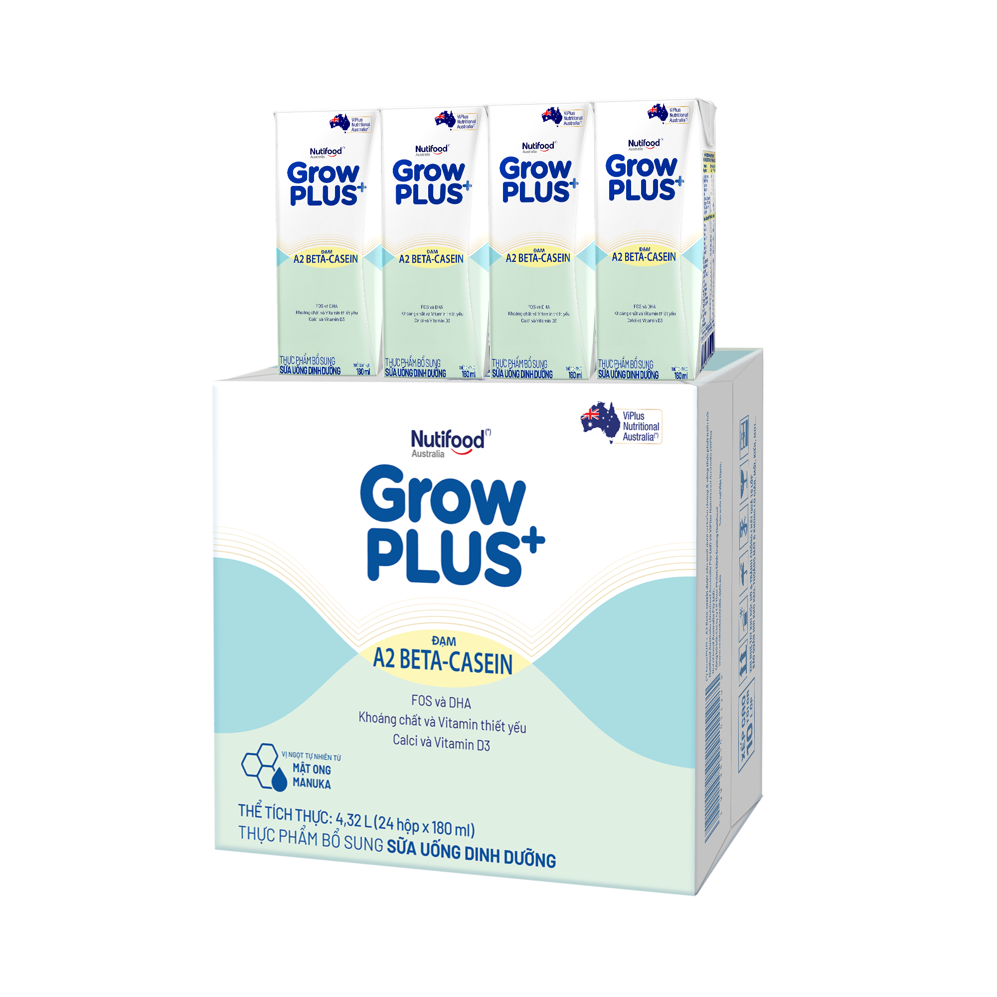 Thùng Sữa uống dinh dưỡng GrowPLUS+ A2 Beta-casein ((24 hộp x 180ml)