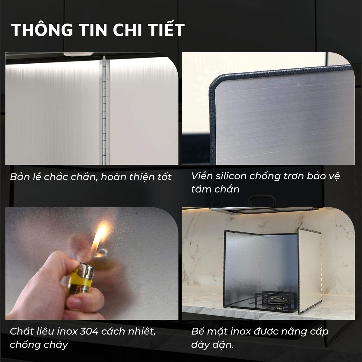 Tấm chắn dầu mỡ, nước bắn trong nhà bếp Dandihome inox 304 cao cấp