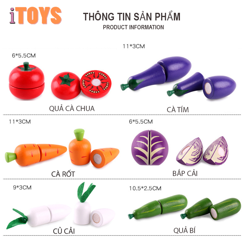 Đồ chơi cho trẻ nội trợ cắt hoa quả, đồ chơi bé gái nấu ăn nhà bếp mini từ 3 tuổi trở lên, chất liệu cao cấp bằng gỗ DCG020A