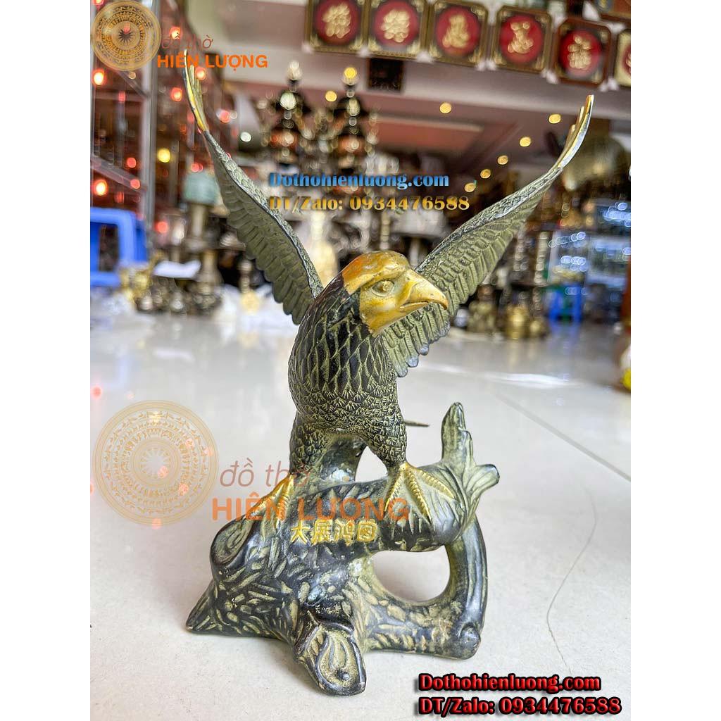 Tượng Đại Bàng Đậu Cành Cây Bằng Đồng Phong Thủy Cao 24cm