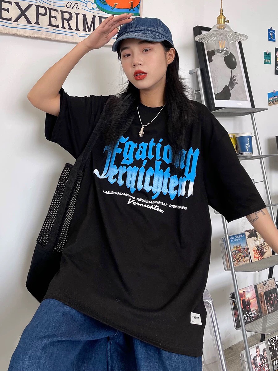 Áo thun tay lỡ form rộng - phông nam nữ cotton oversize - T shirt chữ in nổi a - 2N Unisex