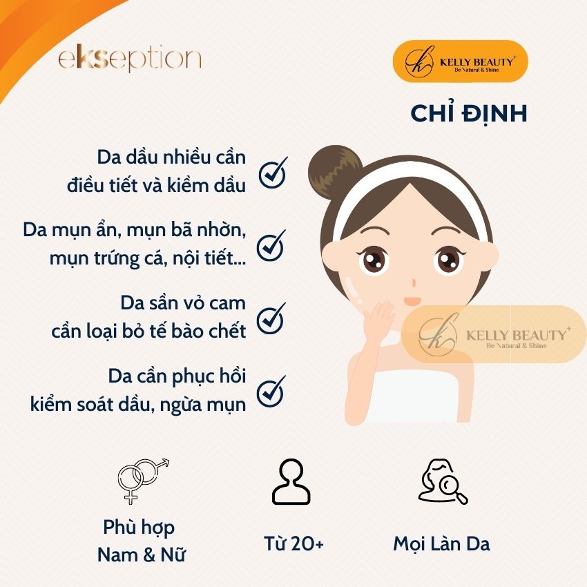 ekseption Pure Skin Peel - Cải Thiện Tình Trạng Mụn; Kiềm Dầu, Se Lỗ Chân Lông, Mềm Mịn Da - Kelly Beauty