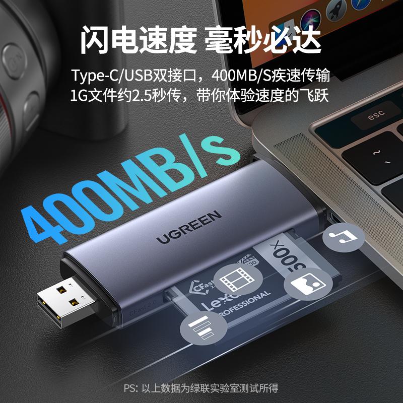 Ugreen UG50906CM517TK Màu Xám Đầu đọc thẻ nhớ 2in1 USB-C 3.1 + USB 3.0 sang SD TF Cfast 2.0 - HÀNG CHÍNH HÃNG