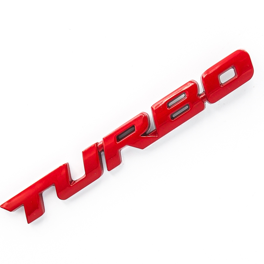 Sticker hình dán metal 3D Turbo đỏ 9.7x1.1cm