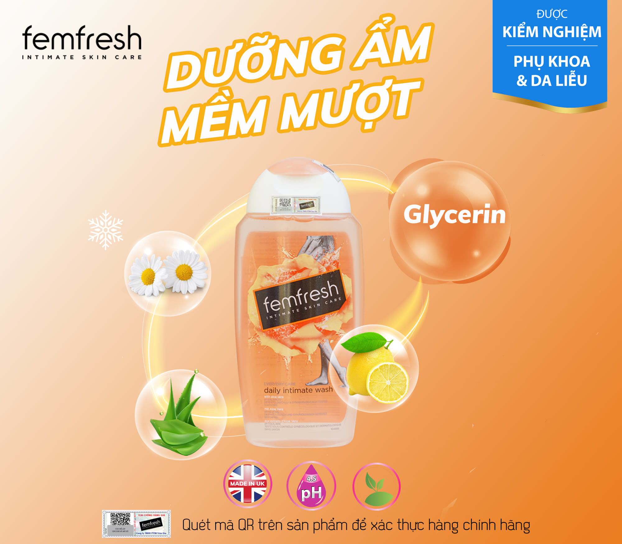 Dung Dịch Vệ Sinh Phụ Nữ Cao Cấp Dùng Hàng Ngày Femfresh Daily Intimate Wash 250ml