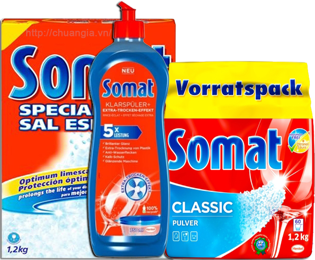 Combo muối + Bột+ nước rửa Bát - Ly Somat 1.2kg - Đức