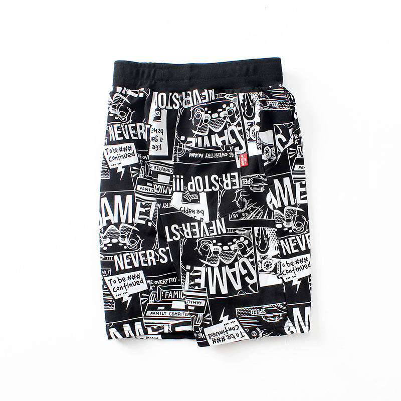 Quần thun trẻ em size đại TrueKids, Quần short thun cho bé trai phối chữ họa tiết