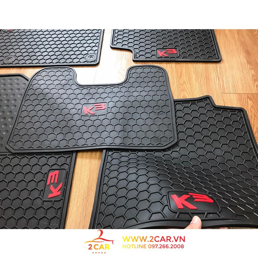 Thảm lót sàn cao su Kia K3 cao cấp tổ ong chữ đỏ