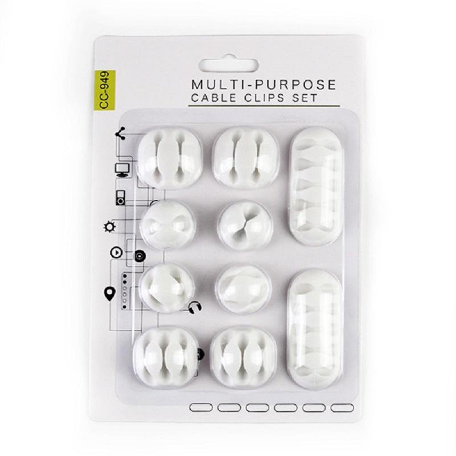 10PCS Cable Clip Winder Organizer Holder Clips Cord Management Black