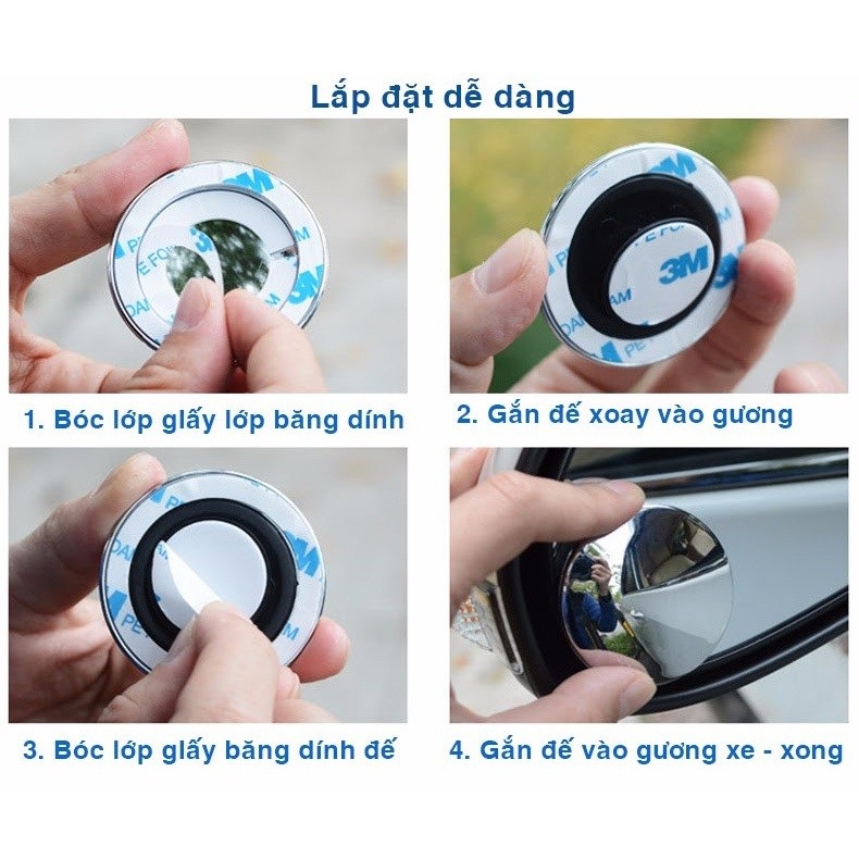 Bộ 2 gương cầu lồi gắn kính chiếu hậu ô tô