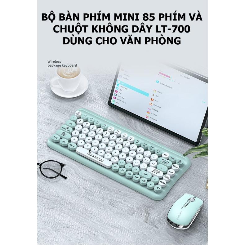 Bộ bàn phím mini 85 phím nút tròn và chuột không dây LANGTU LT700 dùng cho văn phòng - VL