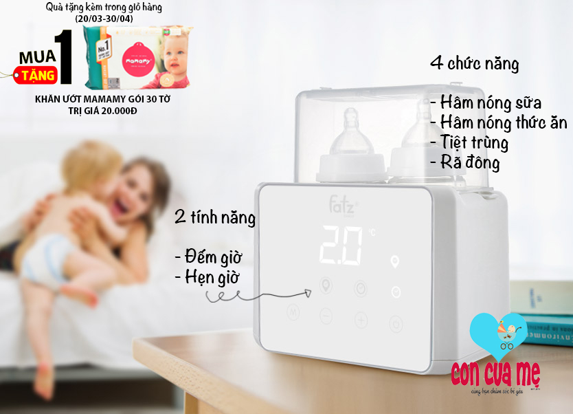 MÁY HÂM SỮA TIỆT TRÙNG ĐIỆN TỬ FATZBABY  DUO 3- FB3093VN