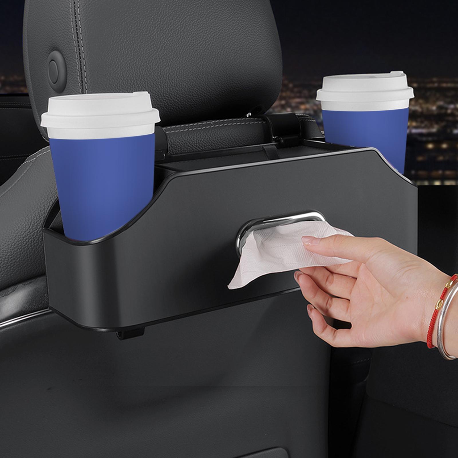 Car Seat Back Organizer Tissue Holder Backseat Storage Box Convenient Easy Installation Storing Paper Towels 2 Cup Holder