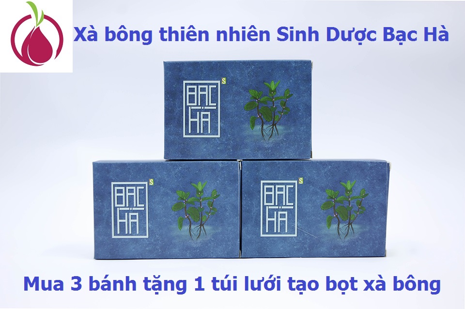 Set 3 Xà bông tắm gội đầu Sinh Dược hương Bạc hà tẩy da chết, sáng da, giúp giảm tress, mát lạnh sau tắm - 100% làm từ dược liệu thiên nhiên/ xà phòng handmade 100gr