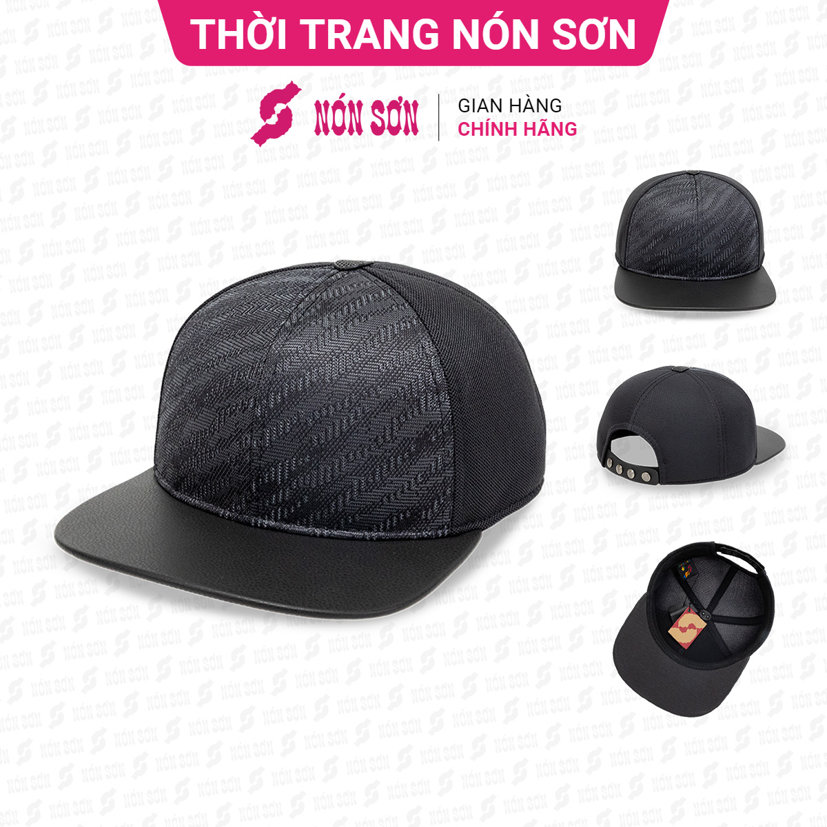 Mũ snapback hiphop nam nữ NÓN SƠN chính hãng MC210BK-XM1