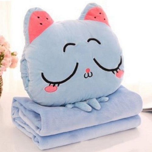 Bộ Chăn Gối Gấu Bông Totoro tròn. Chăn gối văn phòng 3in1