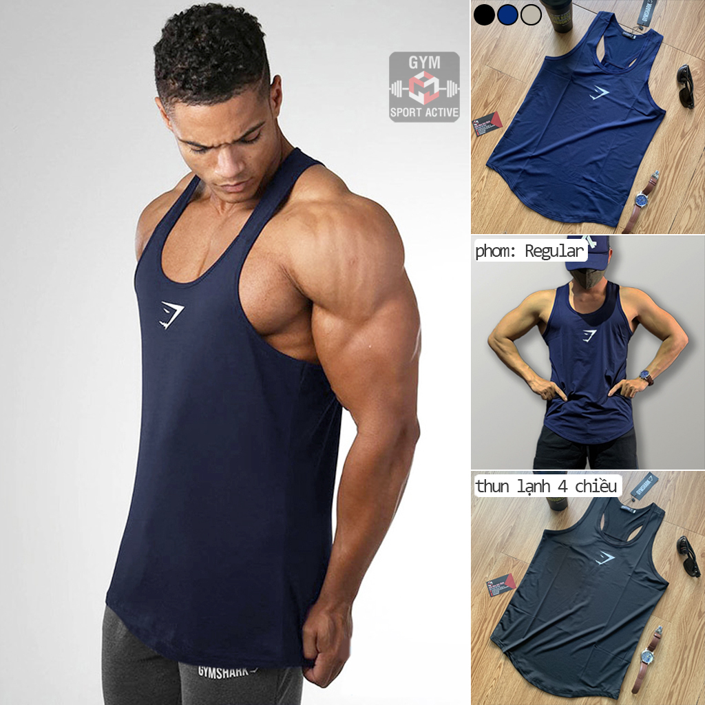 Áo ba lỗ nam thể thao áo tank tập gym nam tank GymShark thun poly 4 chiều