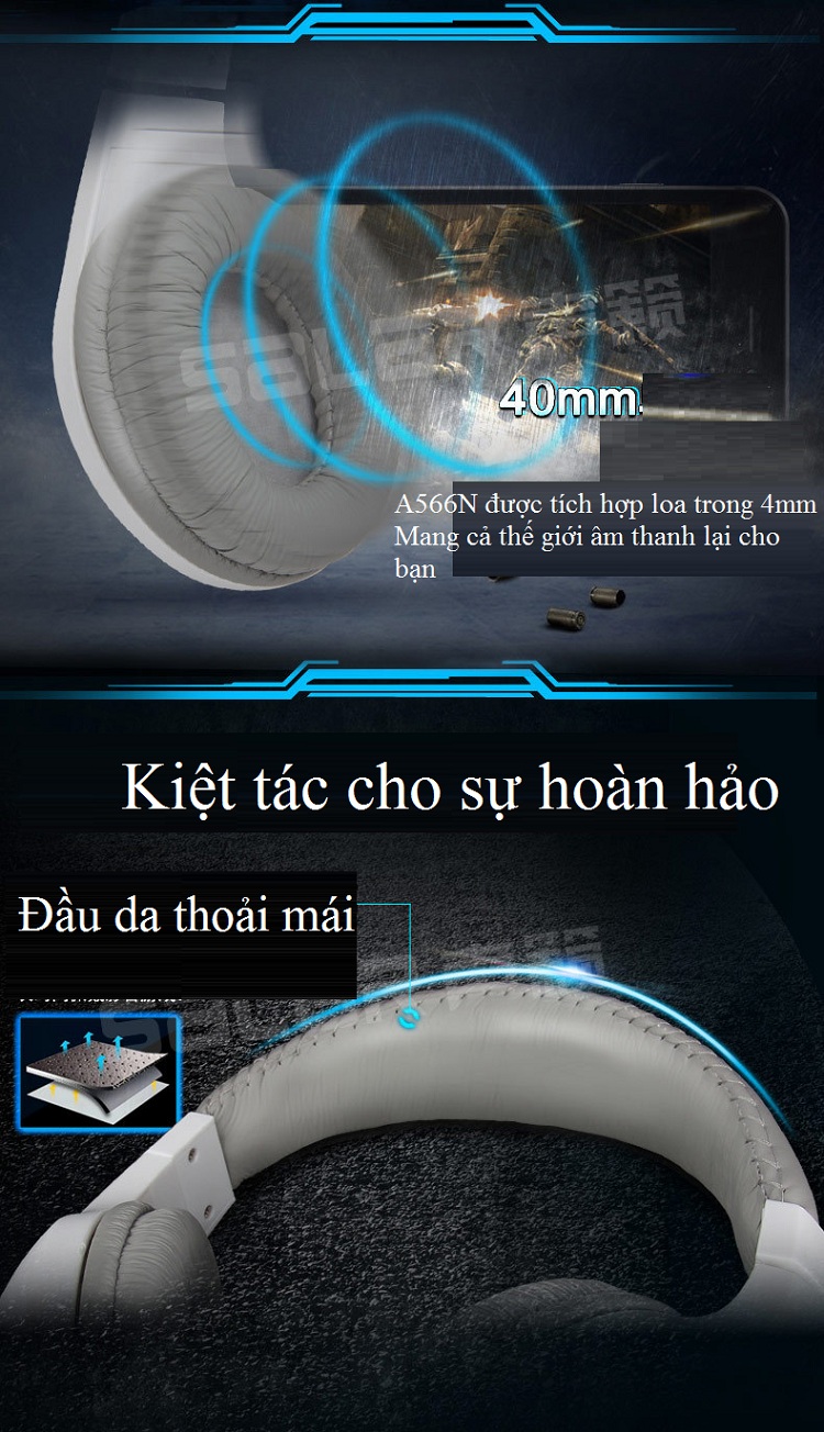 Tai Nghe Headphone Gaming Có Dây A.566 -Hàng Nhập Khẩu (Giao màu ngẫu nhiên)