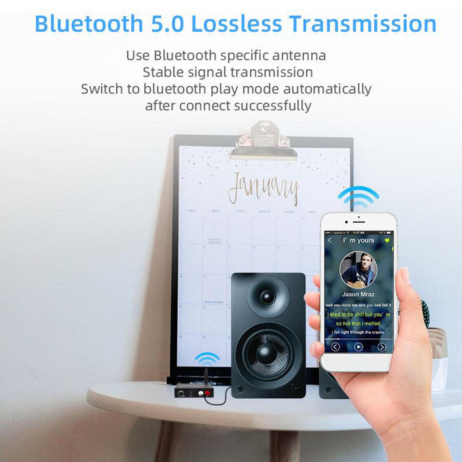 192kHz DAC Converter, Volume Adjustable, Bluetooth 5.0 Receiver, Digital Optical Coaxial to Analog Stereo Audio L/R RCA 3.5mm Jack Audio Adapter
