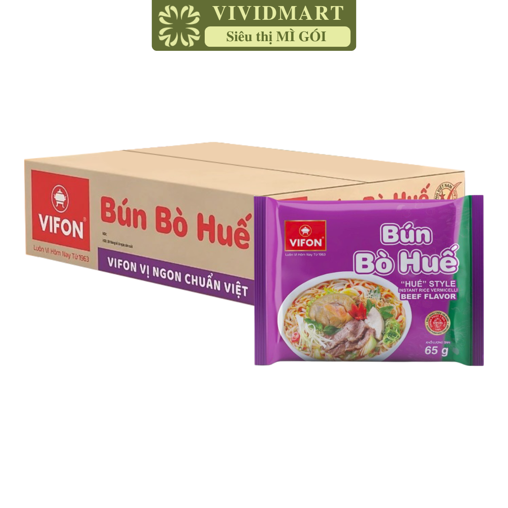 VIFON - Bún Vifon hương vị Bún bò Huế, Bún bò Huế Vifon Bún bò Huế, Bún bò Vifon Bún bò ăn liền (65g/gói)