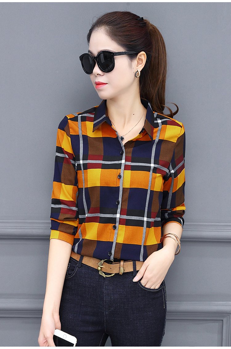 Áo sơ mi nữ Đũi việt kẻ caro phối màu năng động, trẻ trung S53