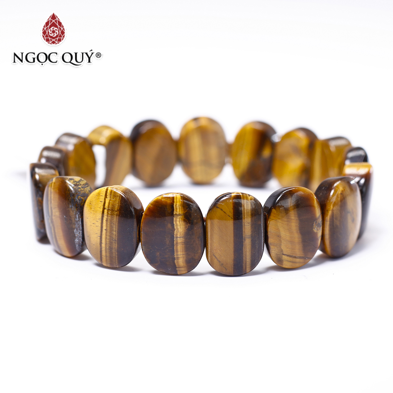 Vòng tay bản đá mắt hổ vàng nâu mệnh thổ, kim - Ngọc Quý Gemstones