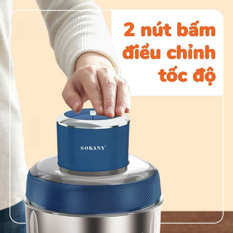 Máy xay thịt đa năng 2IN1 SOKANY SK-7030 cối INOX304, công suất 500W xay thịt, bóc tỏi tiện lợi - HÀNG CHÍNH HÃNG