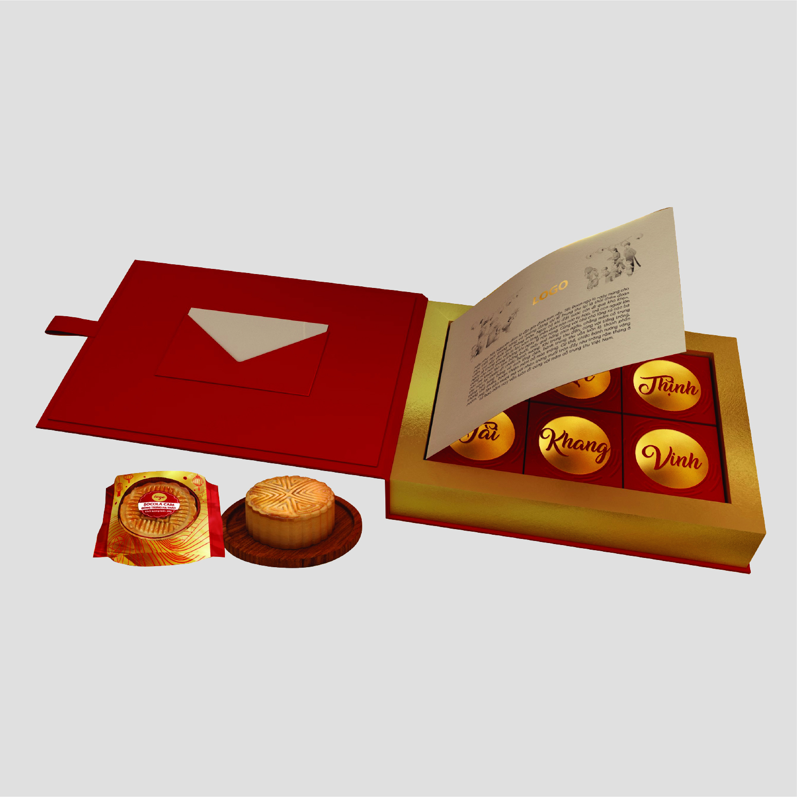 Set Bánh Trung Thu Phượng Cát Thịnh An Nonglamfood- Hộp 6 bánh