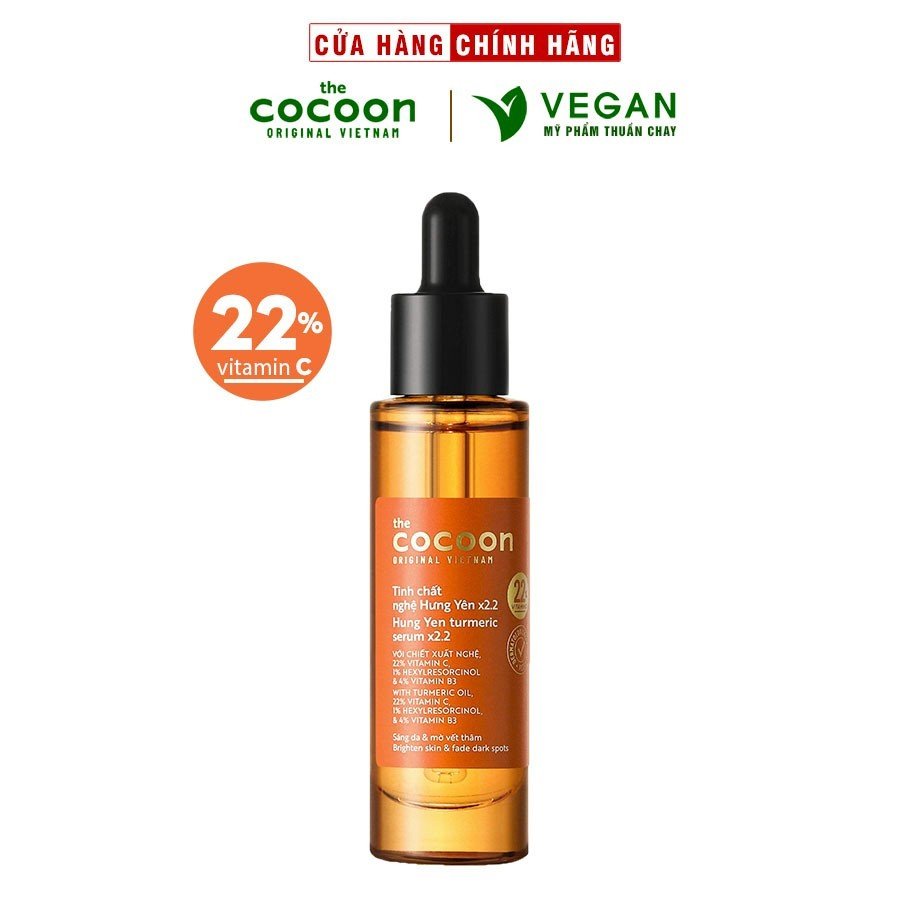 Tinh chất nghệ Hưng Yên C22 (serum) với 22% vitamin C chuyên sâu & mờ vết thâm Thuần chay 30ml