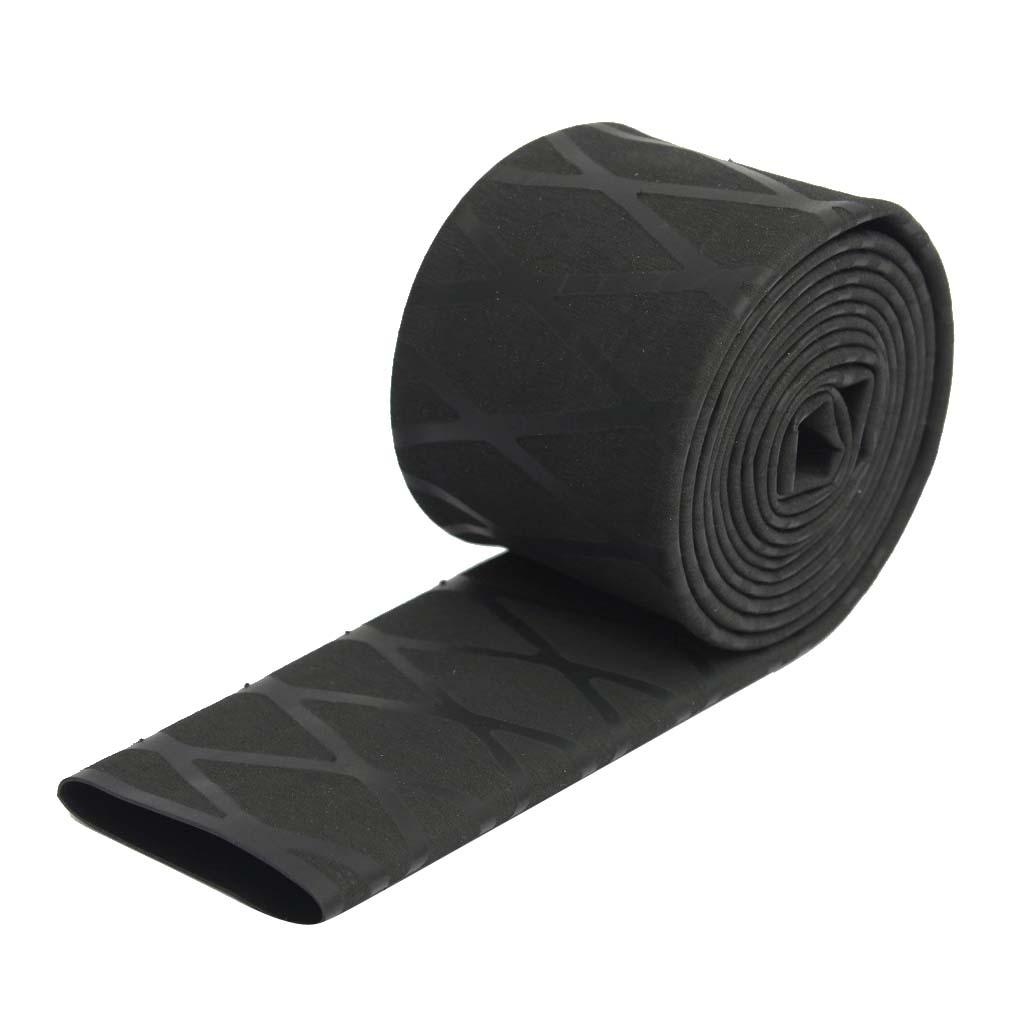 2Pcs Non Slip  Shrink Tubing Textured Grip Fishing Rod Black 1mx0.25cm
