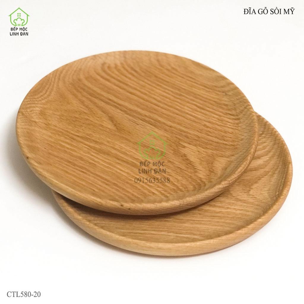 Đĩa tròn gỗ sồi Mỹ đựng thức ăn, hoa quả, decor_Vân gỗ đẹp, siêu sạch