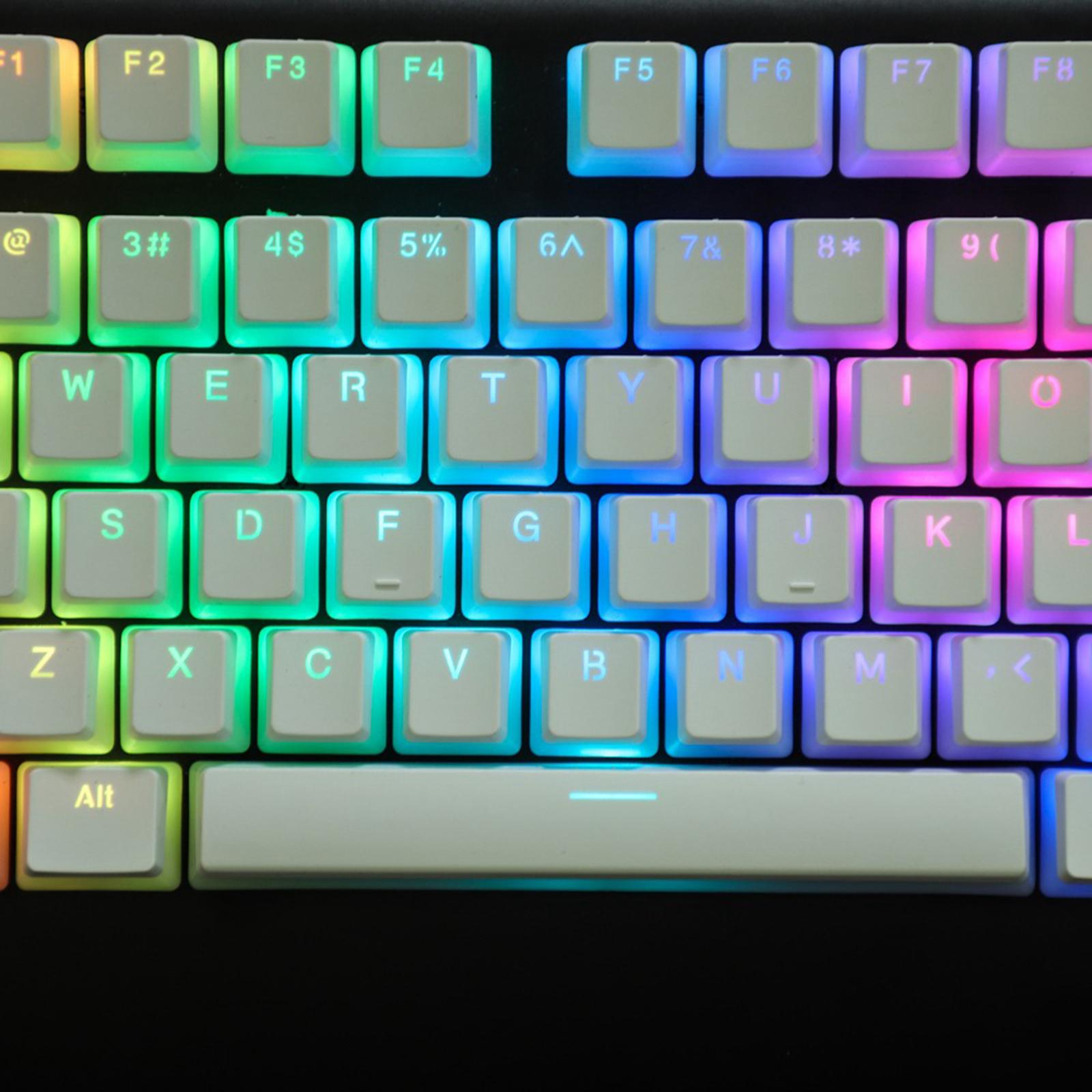 108 Keys Keycaps Double Shot PBT Pudding Keycap Set DIY for Cherry MX RGB Mechanical Keyboard, show more dazzling RGB lamp effect.