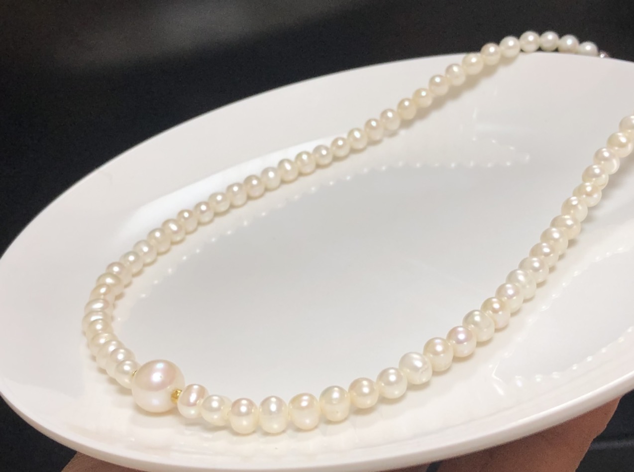 Chuỗi cổ ngọc trai cao cấp hình ovan 5li
