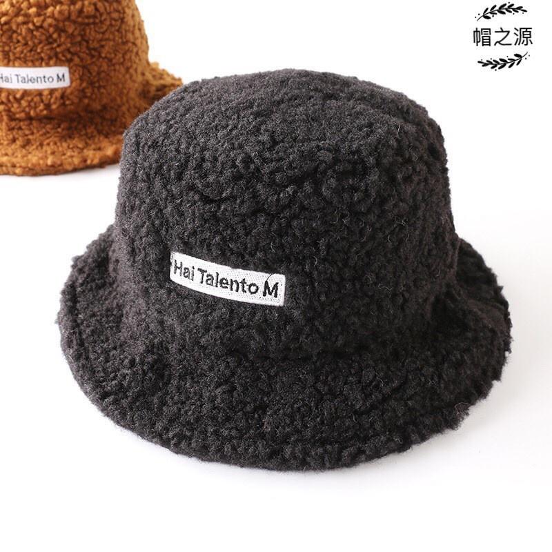 Mũ lông cừu bucket retro phong cách hàn quốc giữ ấm thu đông ulzzang