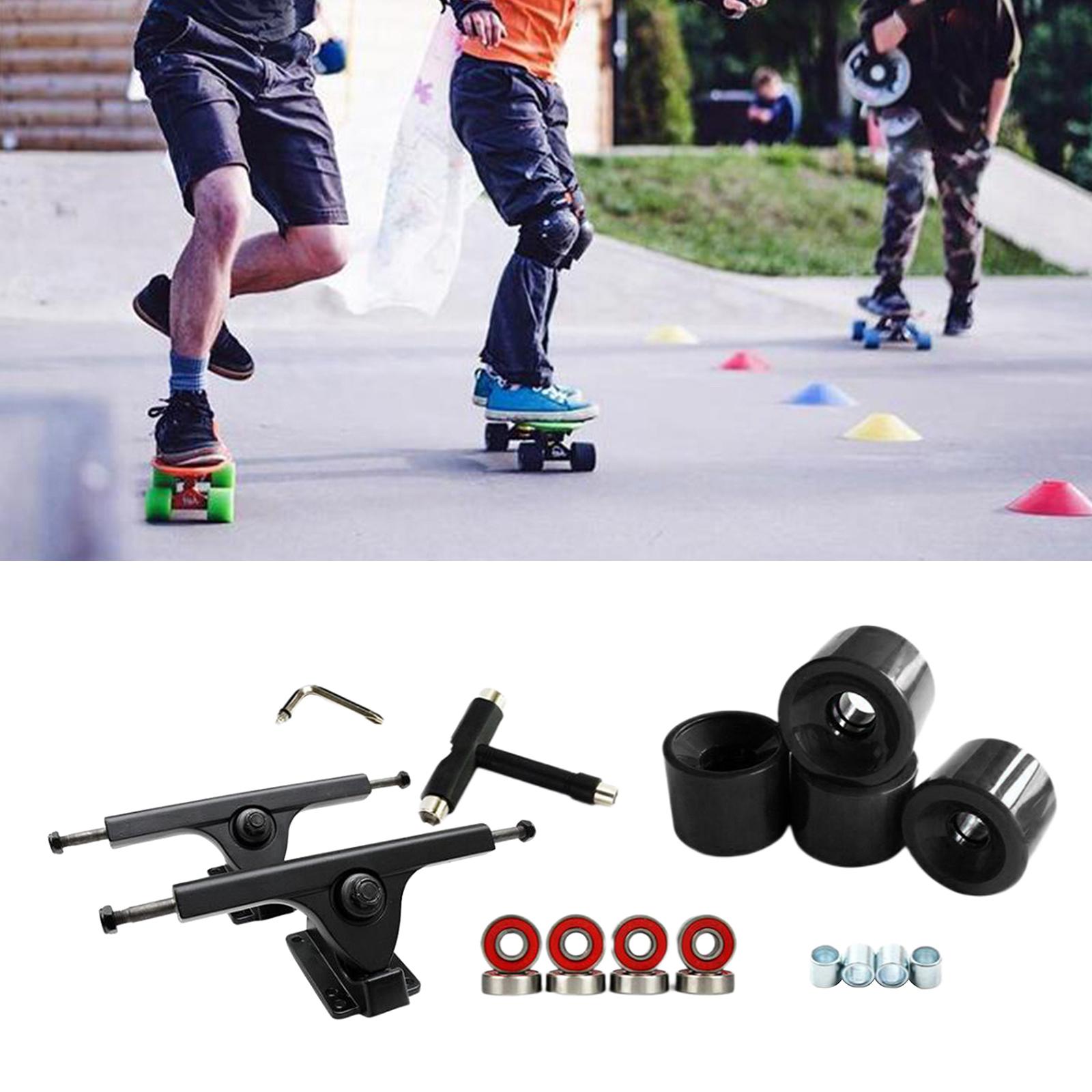 Skateboard Trucks 7'' Bearings Longboard Wheel Roller T-Tool