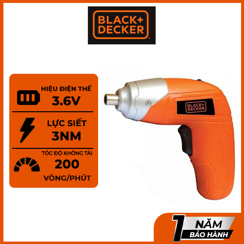 Máy vặn vít cầm tay dùng pin 3.6V Black &amp; Decker KC3610-B1