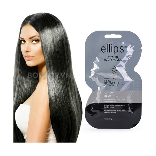 Kem ủ tóc giúp phục hồi tóc hư tổn Ellips Vitamin Hair Mask Pro Keratin Complex -  Silky Black 18g