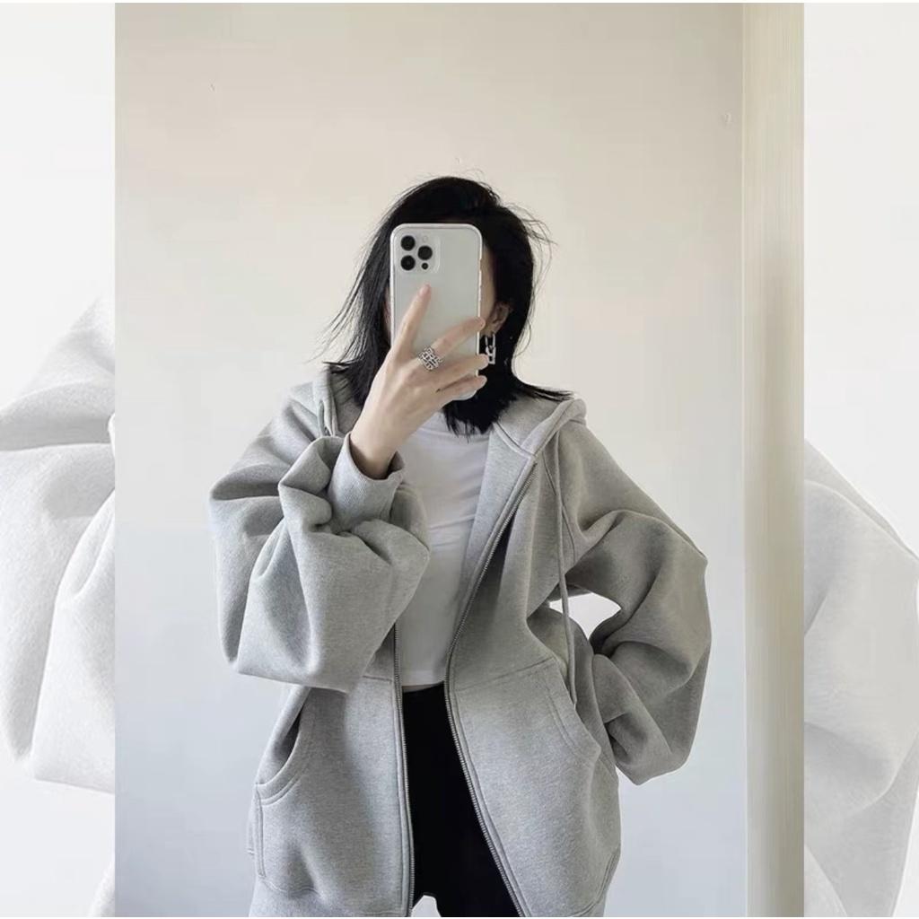 Áo Khoác Nỉ Hoodie Dây Kéo Tay Phồng Form Rộng Khóa ZIP Nam Nữ Life Unisex