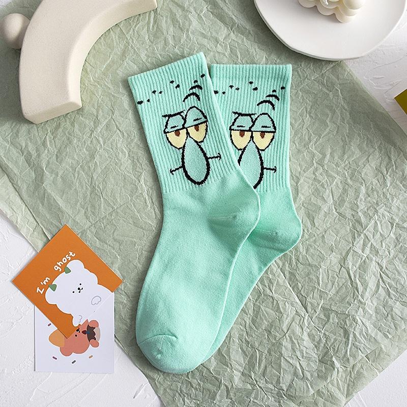 Vớ Cotton Nguyên Chất In Họa Tiết Hoạt Hình Spongebob Phong Cách Âu Mỹ Thời Trang Cho Học Sinh